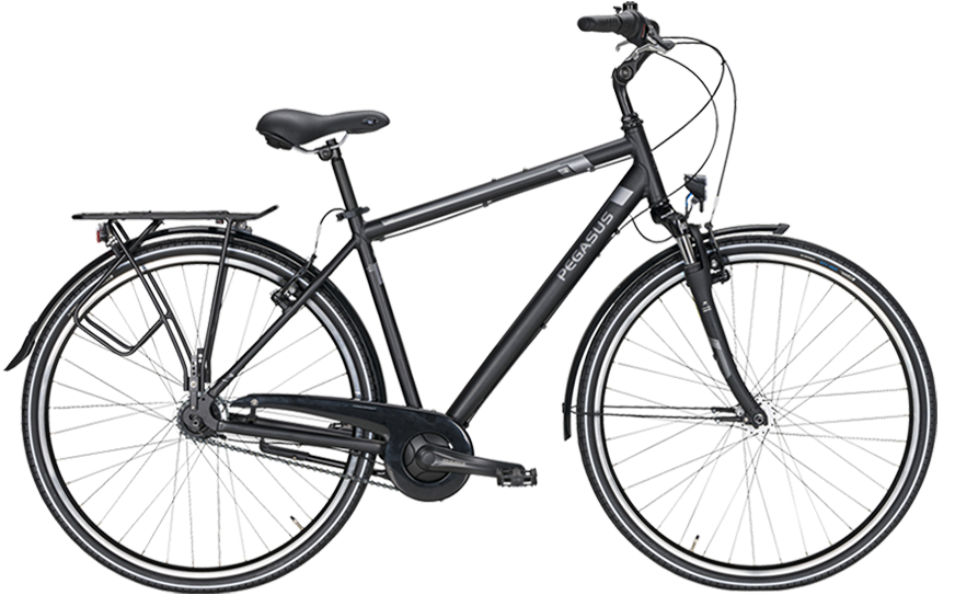 Pegasus Piazza 7 He Diamant sw Schwarzes Cityrad mit Federgabel und Simano Nabenschaltung