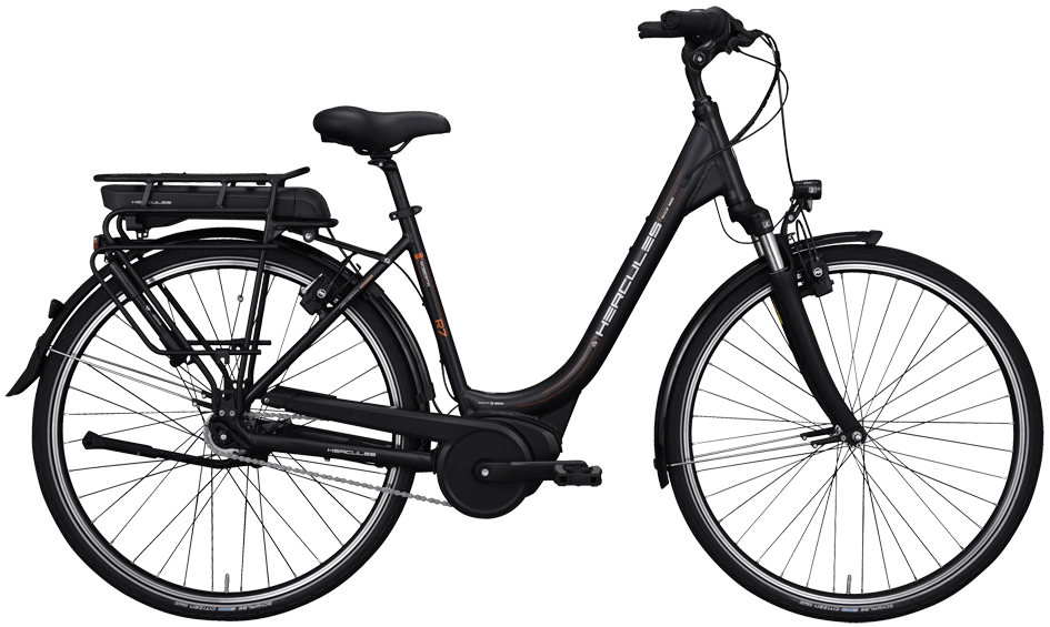 Hercules Roberta R7 Wave Schwarz Hercules mit Bosch Active Line Mittelmotor und 7.Gang Shimano Kettenschaltung