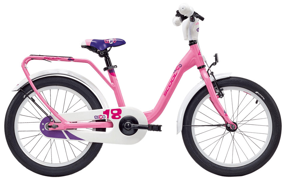 Scool Nixe Alu 18 Rosa Scool Nixe Alu 18 Rosa mit Kettenschutz und Lenkerpolster