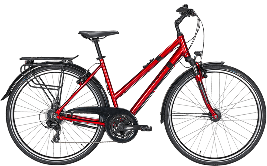 Pegasus Solero SL Da Trapez rot rotes Trekkingrad mit Federgabel und Straßenausstattung