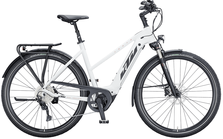 KTM Cento 10 Trap Weiß Weißes Trekking Pedelec mit Federgabel und Bosch CX Motor