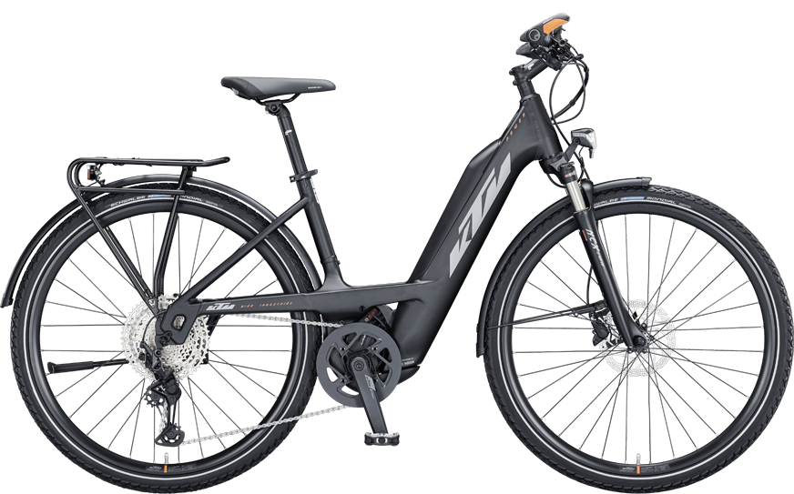 KTM Power Sport 12 Plus Uno Schwarz Schwarzes Trekking Pedelec mit Federgabel und Bosch CX Motor