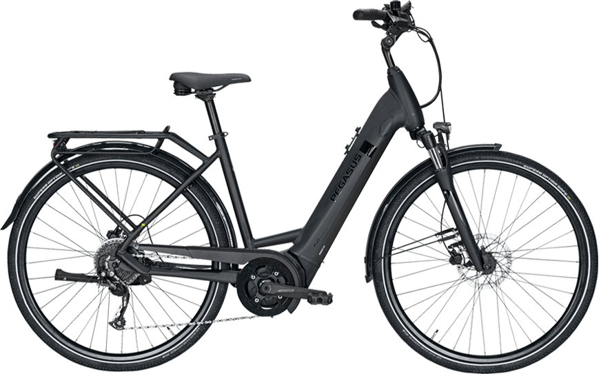 Pegasus Solero Evo 9 Da Wave sw Schwarzes Trekking Pedelec mit Straßenaustattung und Bosch CX Motor