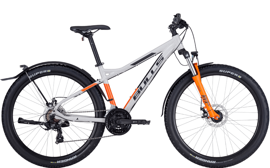 Bulls Sharptail Street 2 Weiß Orange Ausgestattes Jugend MTB mit cooler Farbe und Braunwand MTB Bereifung