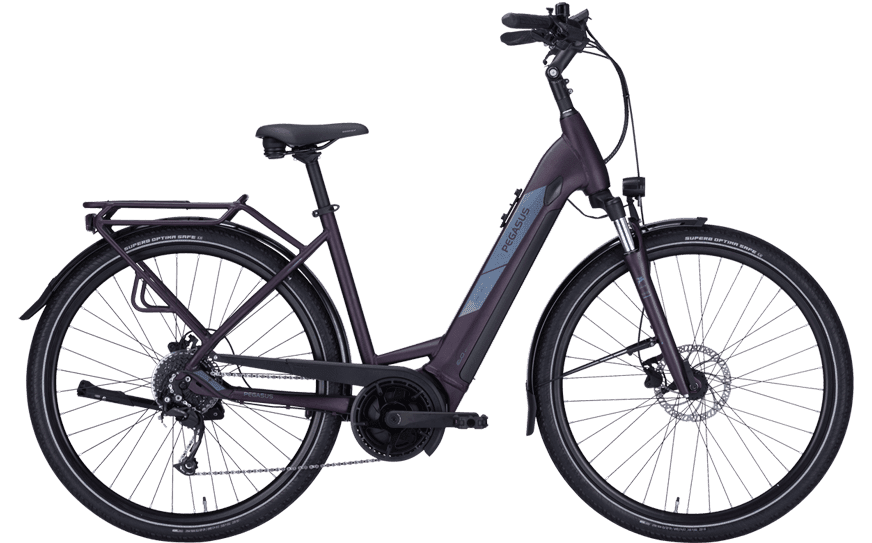Pegasus Solero EVO 9 Brombeer Wave 644-17845 Rotes Trekking Rad mit Straßenaustattung und Bosch Performance Motor