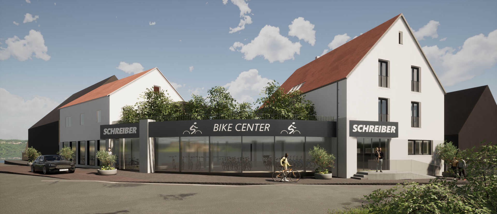 Fahrradladen Schreiber Erlangen Aussenansicht des Gebäudes vom Fahrradladen Schreiber