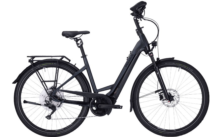 Pegasus Premio EVO 10 Lite Comfort Schwarz Wave 646-34650 Straßenausgestattes Trekking EBike mit BOsch Performance Line CX Motor