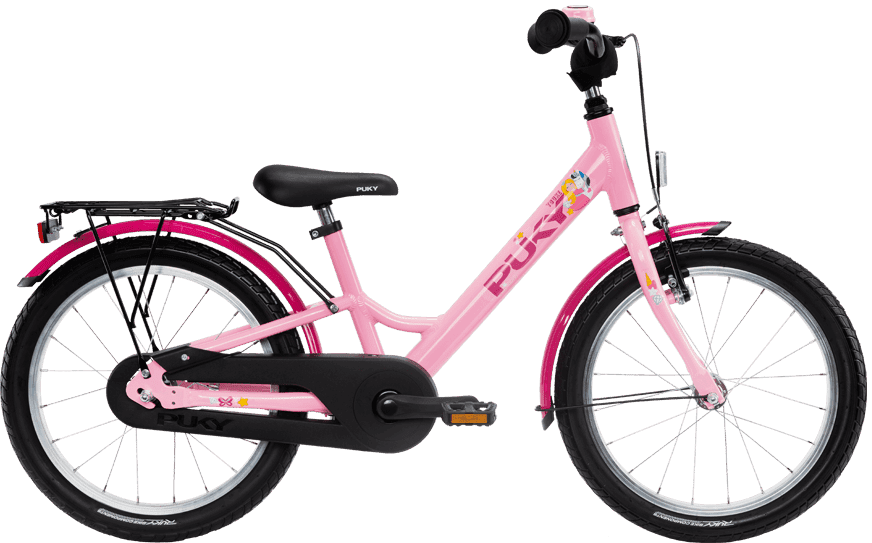 Puky Youke ALU 18 Pink Straßenausgestattes Kinderrad mit Gepäckträger und Klingel