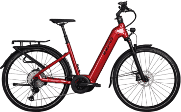 Rotes Trekking Pedelec mit GPS Sensor 625Wh Akku und CX Motor