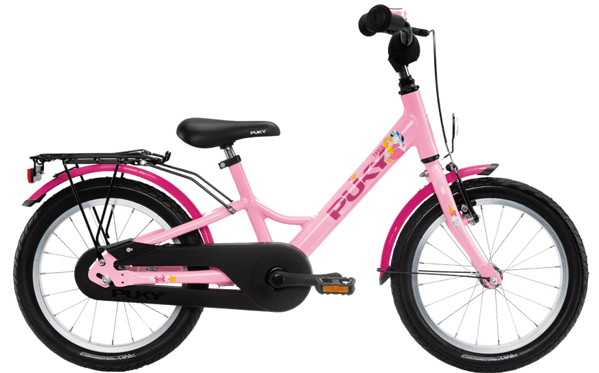 Puky Youke Alu 16 Rosa Straßenausgestattes Kinderrad mit Gepäckträger und Klingel