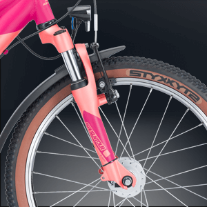 Einstellbare Federgabel mit Rosa Design passend zum Rad 