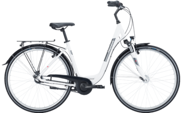 Weißes City Rad mit Straßenaustattung