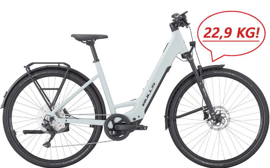 Bulls Cross Lite EVO SX 1 Uno Weiß 525803260045 Ultraleichtes Ebike in Weiß Grau mit Straßenaustattung und Bosch Motor