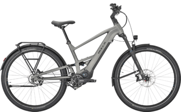 Graues, Vollgefedertes E-Trekking Rad mit Pinion Motor