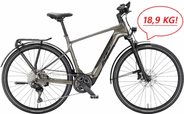 Silbernes, Extra leichtes Trekking Ebike von KTM