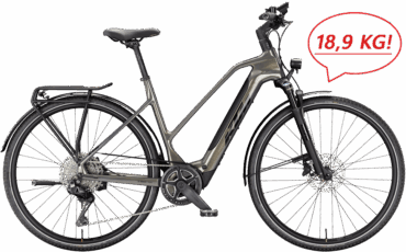 Silbernes, Extra leichtes Trekking Ebike von KTM