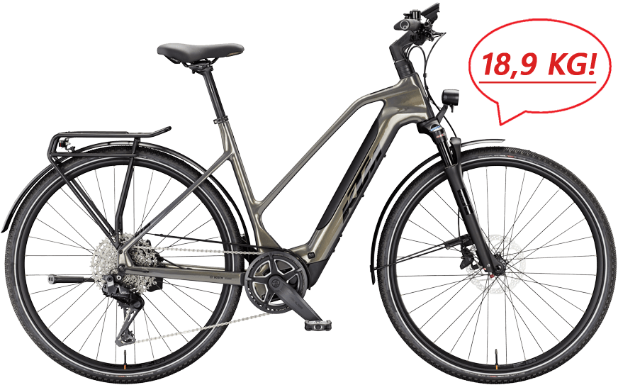 Silbernes, Extra leichtes Trekking Ebike von KTM