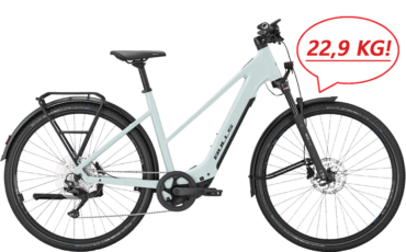 Ultraleichtes Ebike in Weiß Grau mit Straßenaustattung und Bosch Motor