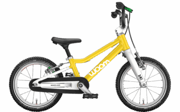 Gelb farbenes Kinderrfahrrad mit 14 Zoll Reifen