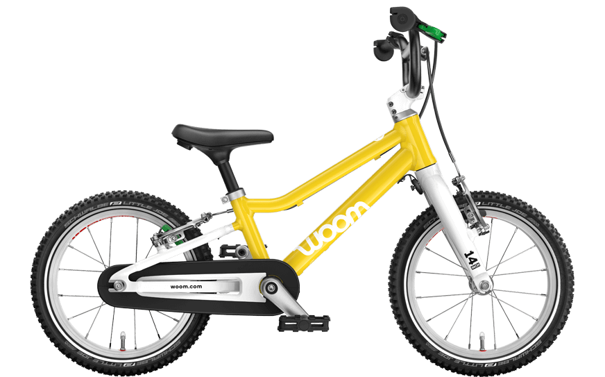 Gelb farbenes Kinderrfahrrad mit 14 Zoll Reifen