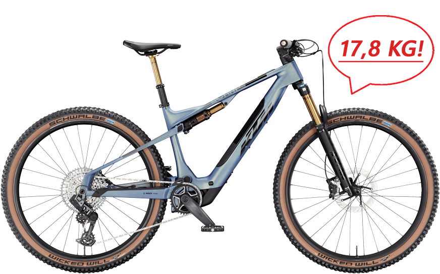 Extra leichtes E-Moutainbike in der Farbe Blau