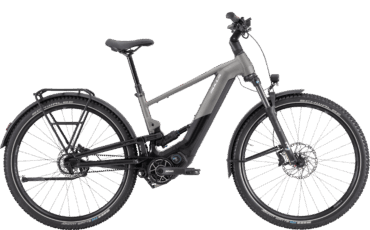 Graues, Vollgefedertes E-Trekking Rad mit Pinion Motor