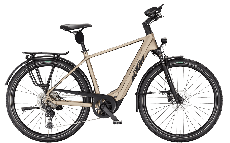 Straßenausgestattes Trekking Ebike von KTM mit Bosch Motor und 800Wh Akku