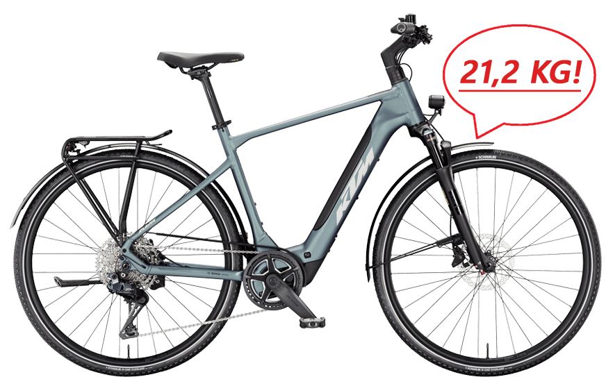 Extra Leichtes KTM E-Bike mit Bosch SX Motor und einem Gesamtgewicht von 21,2Kg